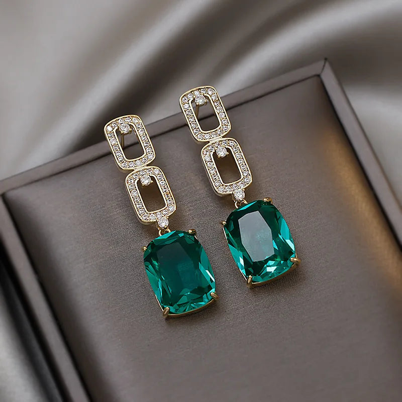 Emerald Rhinestone Earrings