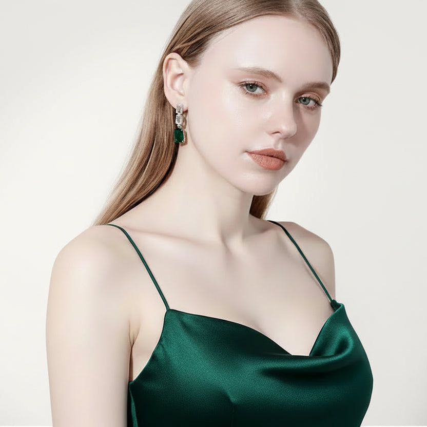 Emerald Rhinestone Earrings